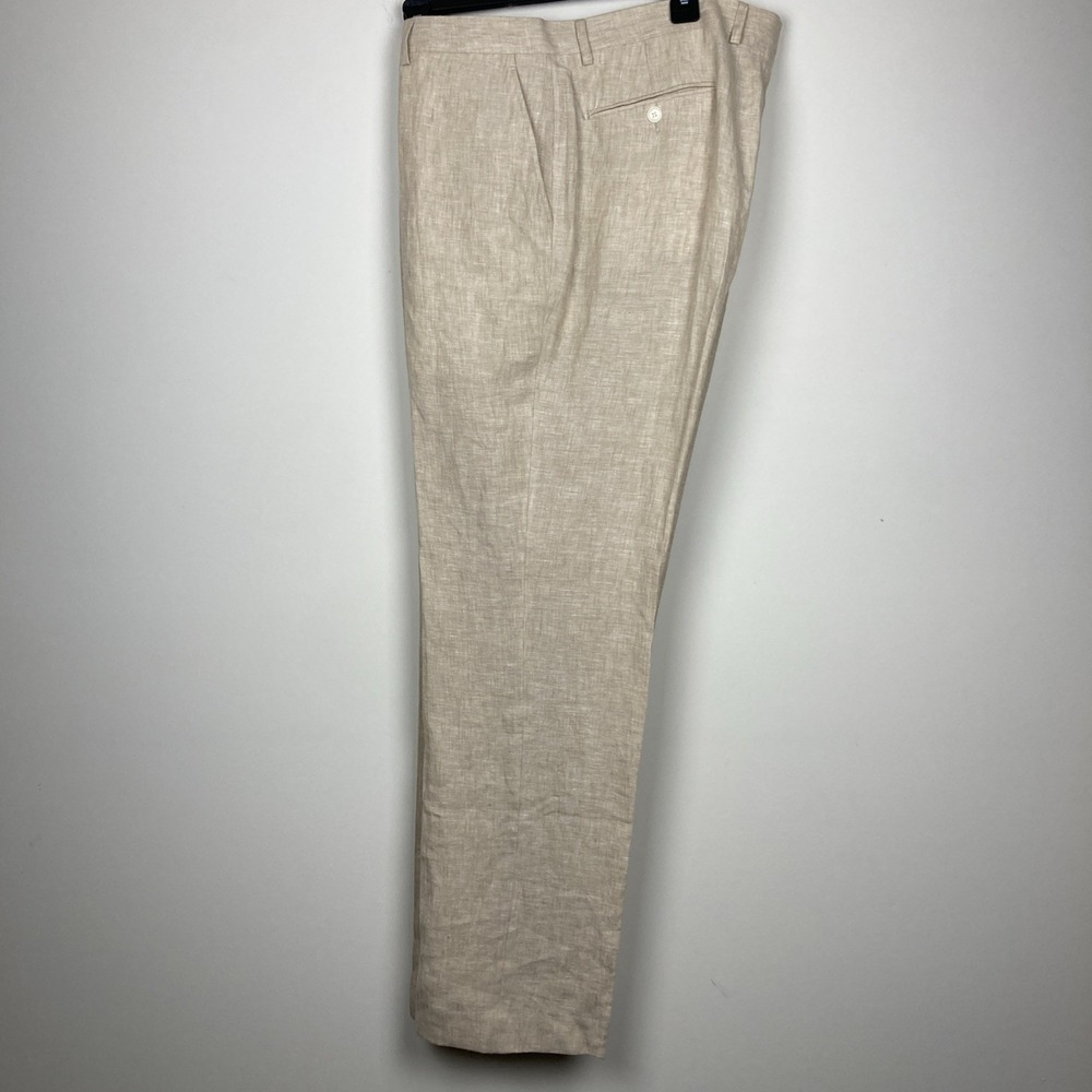 Tommy Hilfiger Mens Modern fit Dress Pants 36Wx29L Beige Solid Linen F03440 - Picture 2 of 8